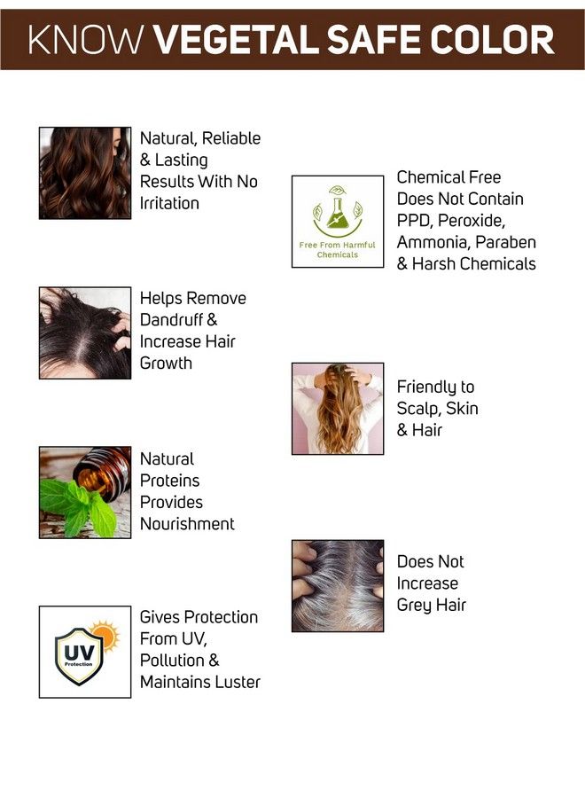Safe Hair Color Dark Brown 100Gm (Pack Of 2) Certified Organic Chemical And Allergy Free Bio Natural Hair Color With No Ammonia Formula For Men & Women