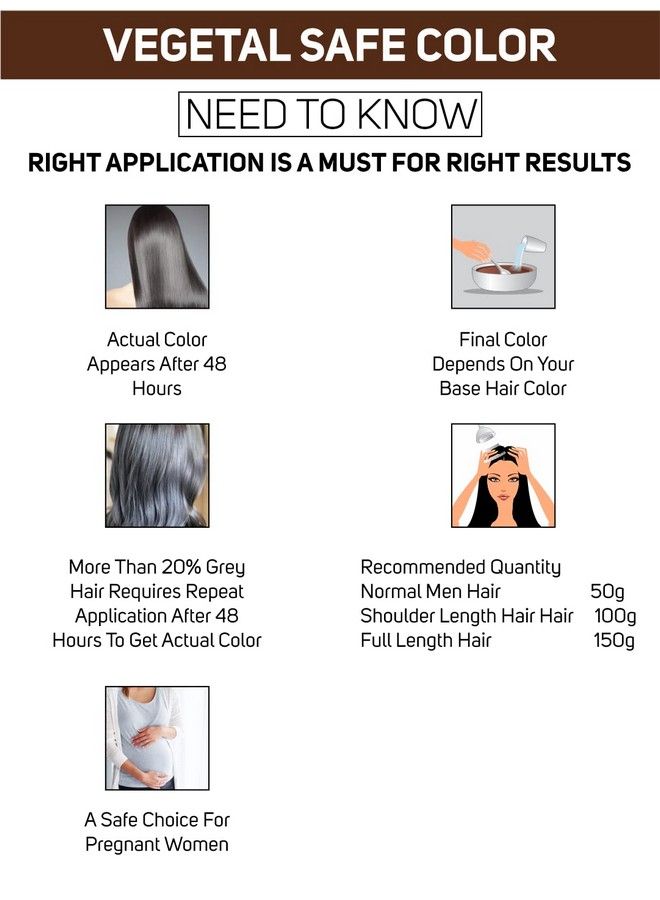 Safe Hair Color Dark Brown 100Gm (Pack Of 2) Certified Organic Chemical And Allergy Free Bio Natural Hair Color With No Ammonia Formula For Men & Women