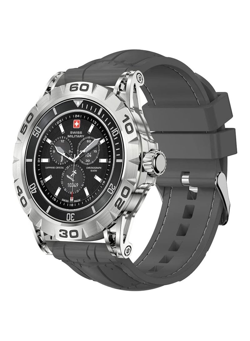 Swiss Military Dom 2 Smartwatch: Receive & Make Calls, Sport Features, Heart Rate/Blood Pressure/Oxygen Level Monitoring, Magnetic Charging,5-7 Days Battery Life Compatible with iOS/Android. – Grey