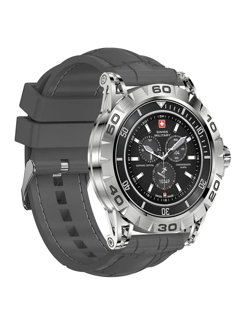 Swiss Military Dom 2 Smartwatch: Receive & Make Calls, Sport Features, Heart Rate/Blood Pressure/Oxygen Level Monitoring, Magnetic Charging,5-7 Days Battery Life Compatible with iOS/Android. – Grey