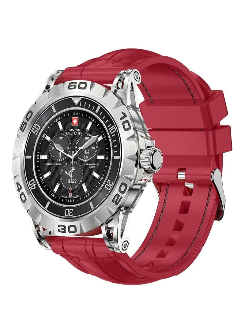 Swiss Military Dom 2 Smartwatch: Receive & Make Calls, Sport Features, Heart Rate/Blood Pressure/Oxygen Level Monitoring, Magnetic Charging, 5-7 Days Battery Life Compatible with iOS/Android. - Red