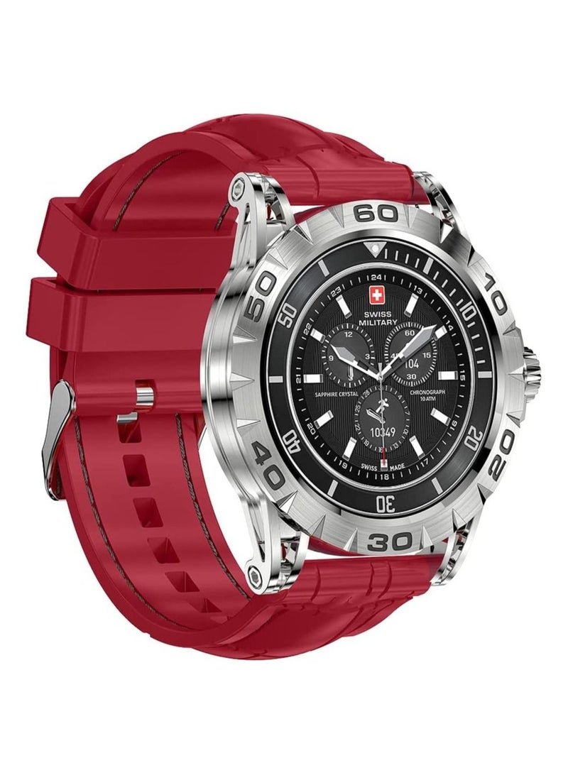 Swiss Military Dom 2 Smartwatch: Receive & Make Calls, Sport Features, Heart Rate/Blood Pressure/Oxygen Level Monitoring, Magnetic Charging, 5-7 Days Battery Life Compatible with iOS/Android. - Red