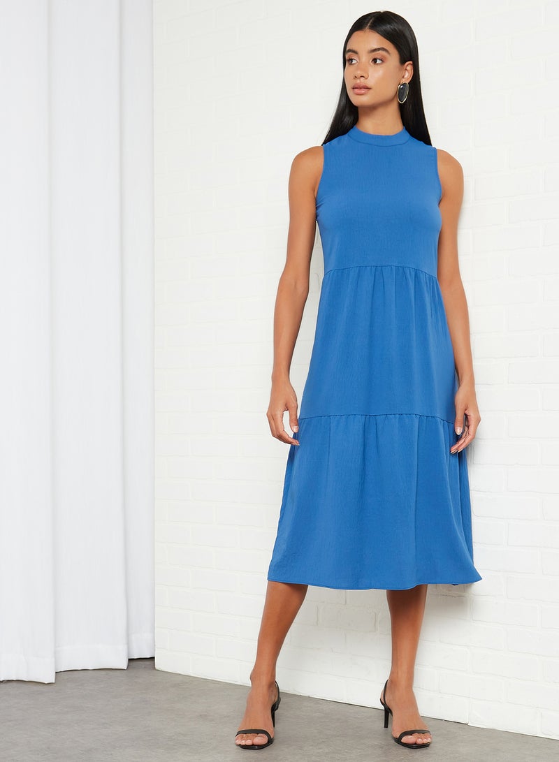 Tiered Sleevless Dress Blue