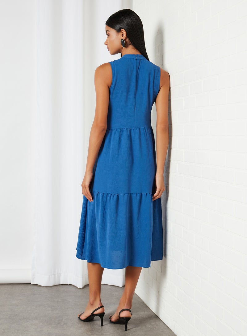 Tiered Sleevless Dress Blue
