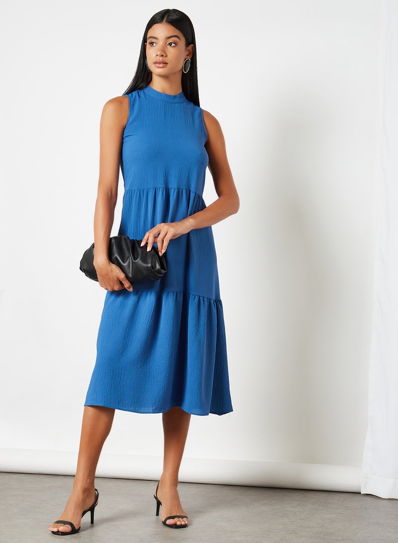 Tiered Sleevless Dress Blue