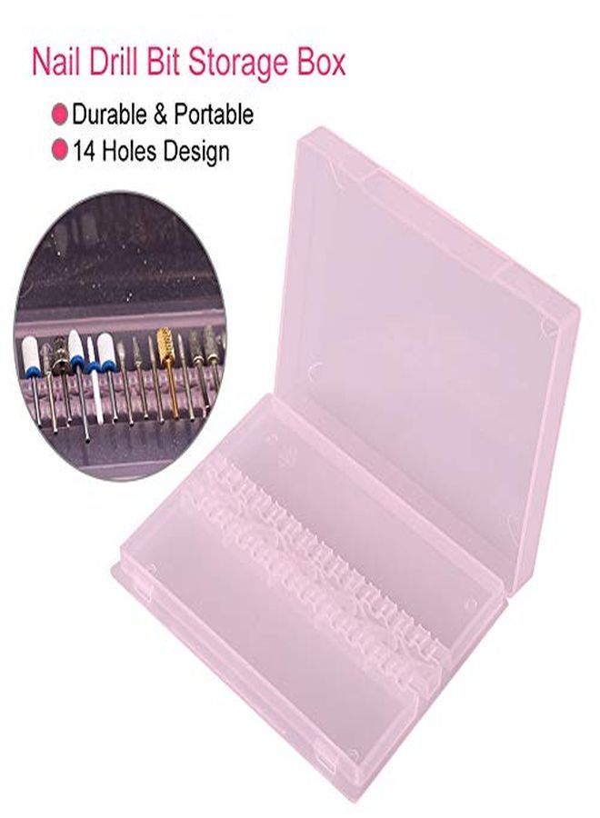 14 Holes Nail Drill Bit Holder Organizer, Professional Nail Art Polishing Grinding Drill Bit Display Storage Box, Bit Case Organizer For Nails