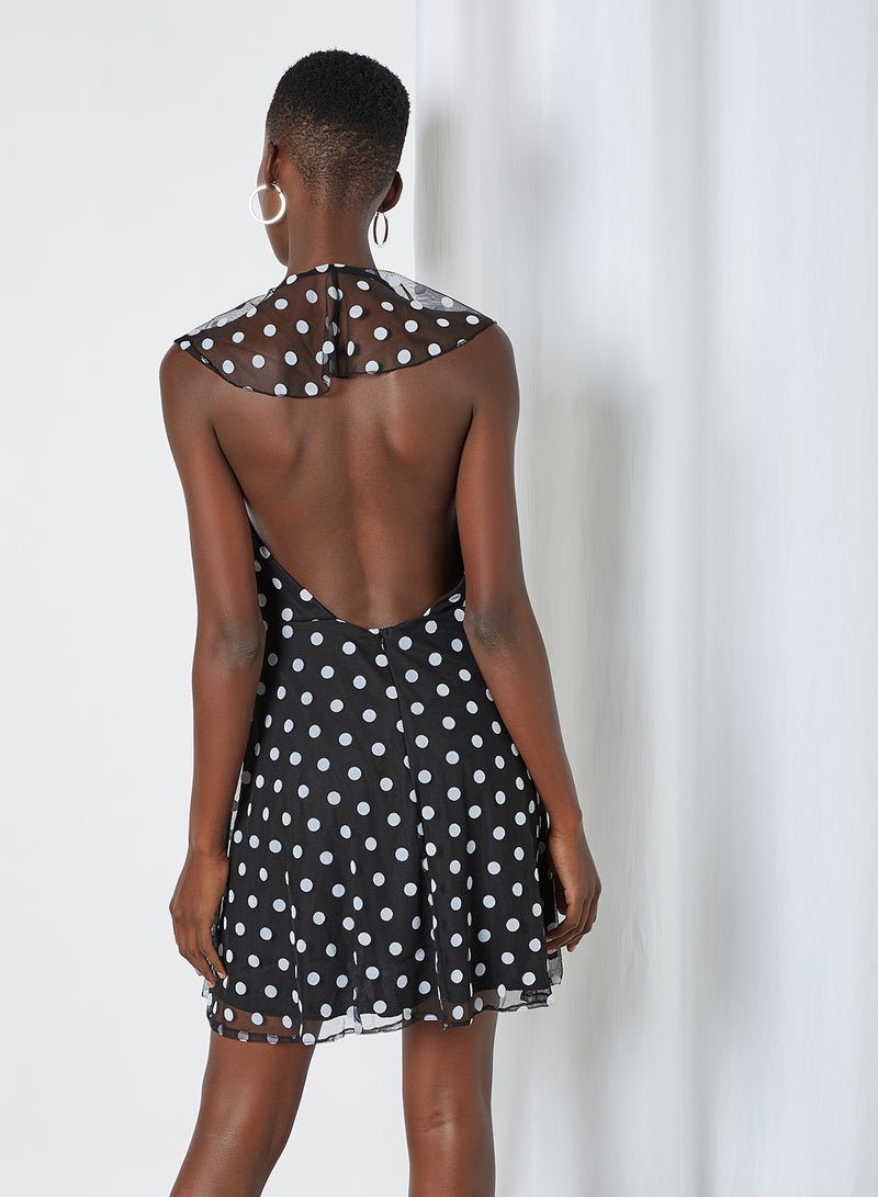 Polka Dot Print Dress Black