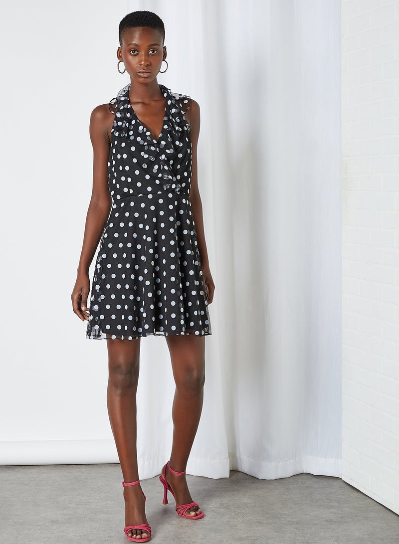 Polka Dot Print Dress Black