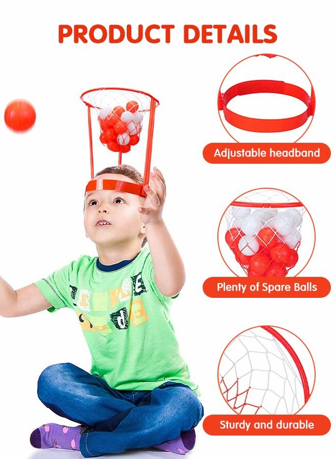 2 Pack Head Hoop Basketball Party Game for Kids and Adults with 40 Balls,Adjustable Headband Hoop Game for Kids,Outdoor Sports Toys