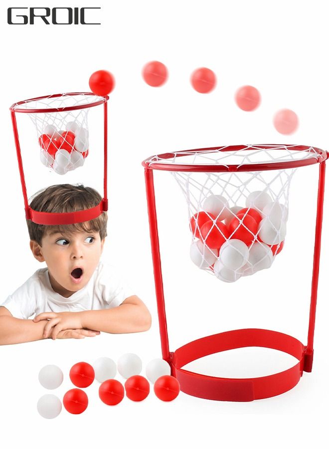 2 Pack Head Hoop Basketball Party Game for Kids and Adults with 40 Balls,Adjustable Headband Hoop Game for Kids,Outdoor Sports Toys