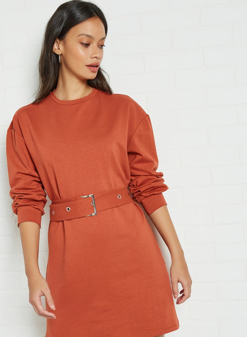 Belted Mini Dress Cinamon