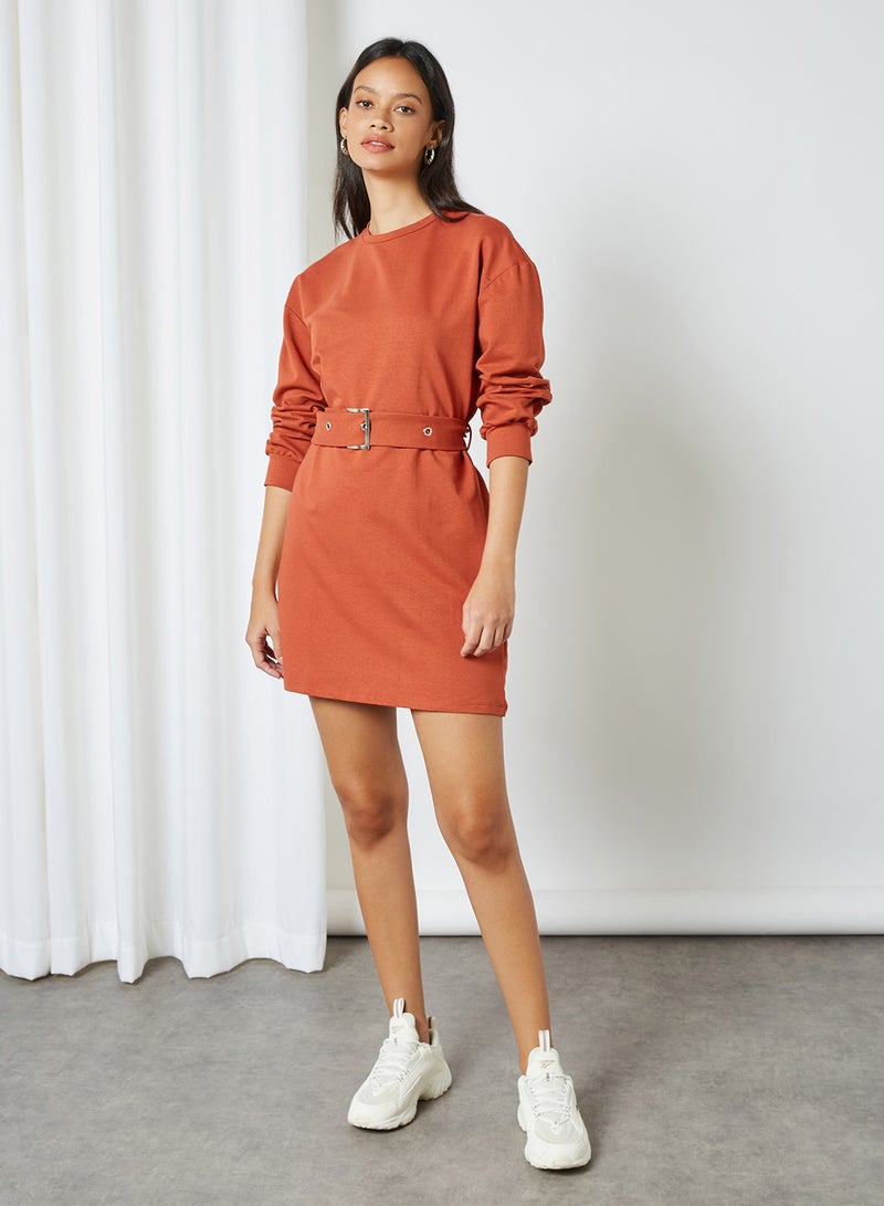 Belted Mini Dress Cinamon