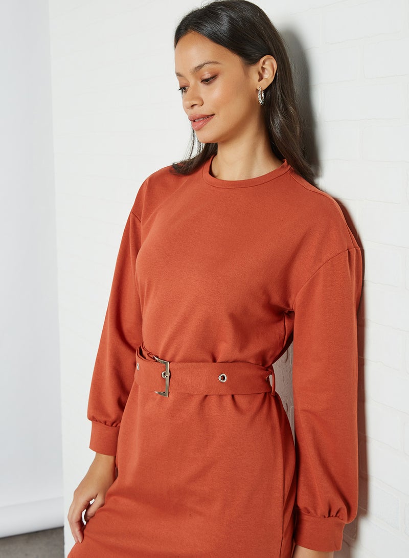 Belted Mini Dress Cinamon