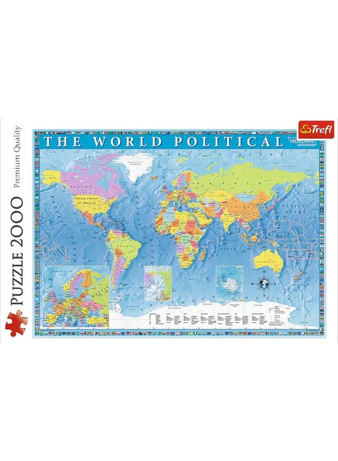 Red 2000 Piece Puzzle Political Map Of The World