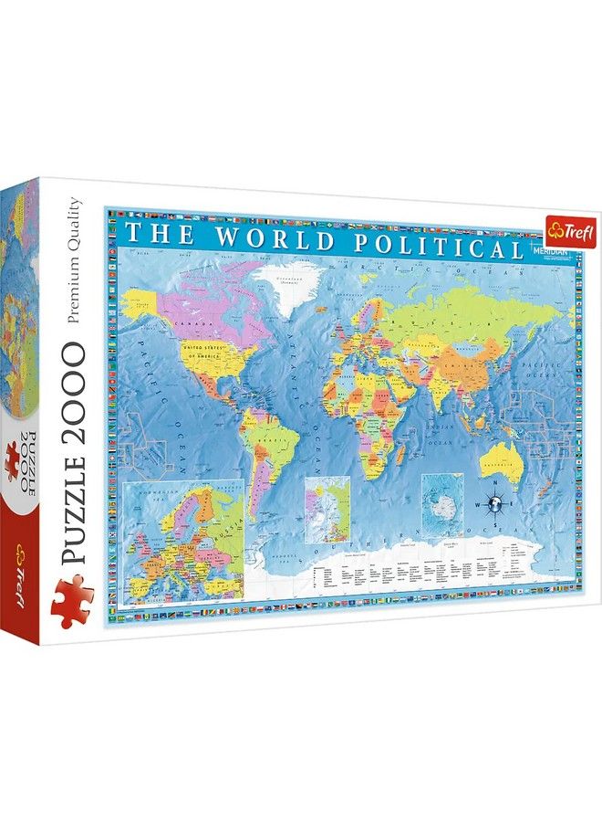 Red 2000 Piece Puzzle Political Map Of The World