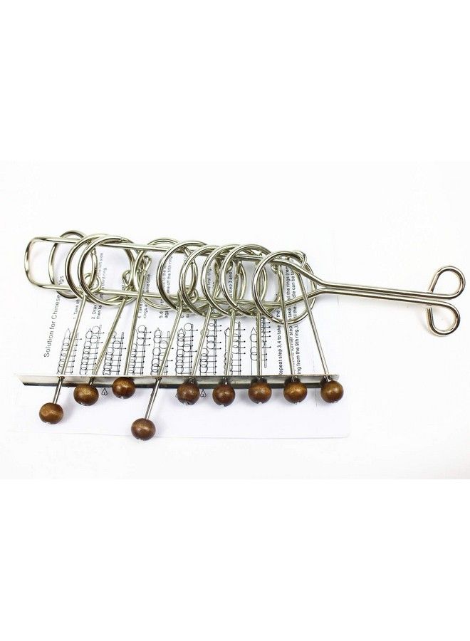 Traditional Brain Teaser, Classical Metal Chinese 9 Linked Rings Puzzle,Comes With Instruction