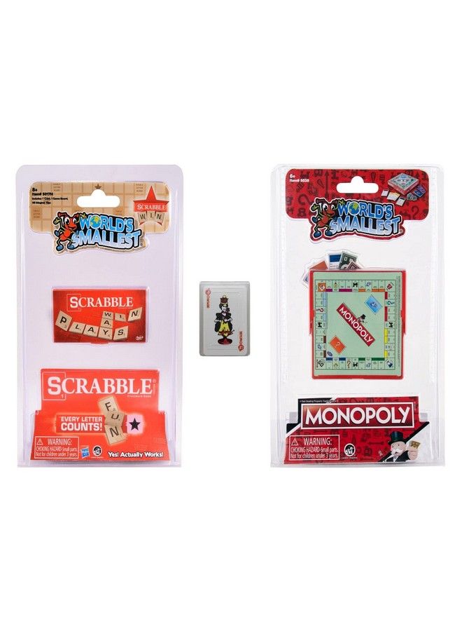 Scrabble Monopoly Miniature Playing Cards Bundle Set Of 3