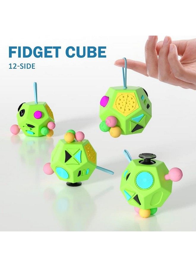 Fidget Dodecagon 12Side Fidget Cube Relieves Stress And Anxiety Anti Depression Cube For Children And Adults With Autism(B1 Green)