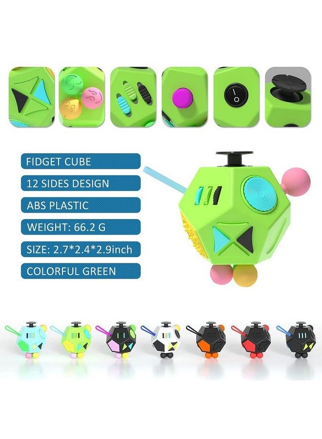 Fidget Dodecagon 12Side Fidget Cube Relieves Stress And Anxiety Anti Depression Cube For Children And Adults With Autism(B1 Green)