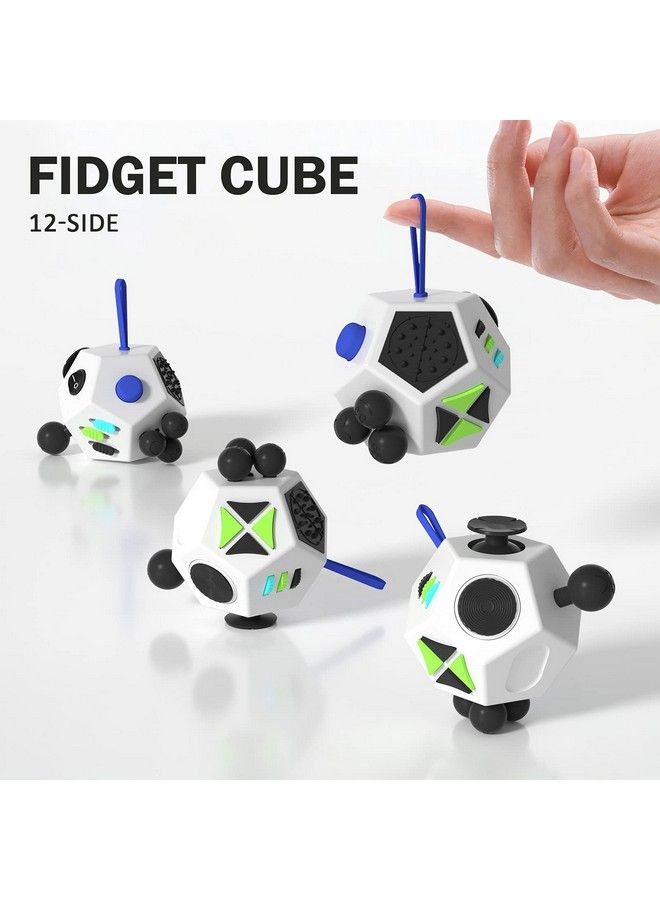 Fidget Dodecagon Easter Basket Stuffers 12Side Fidget Cube Relieves Stress And Anxiety Anti Depression Cube For Children And Adults With Autism (A2 White)