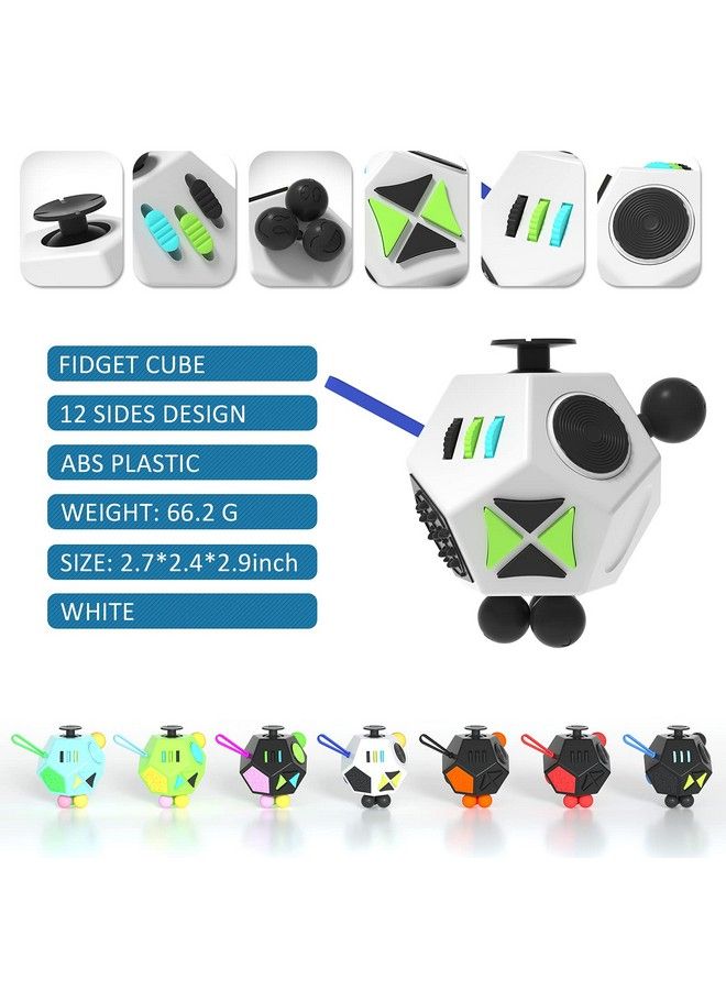Fidget Dodecagon Easter Basket Stuffers 12Side Fidget Cube Relieves Stress And Anxiety Anti Depression Cube For Children And Adults With Autism (A2 White)