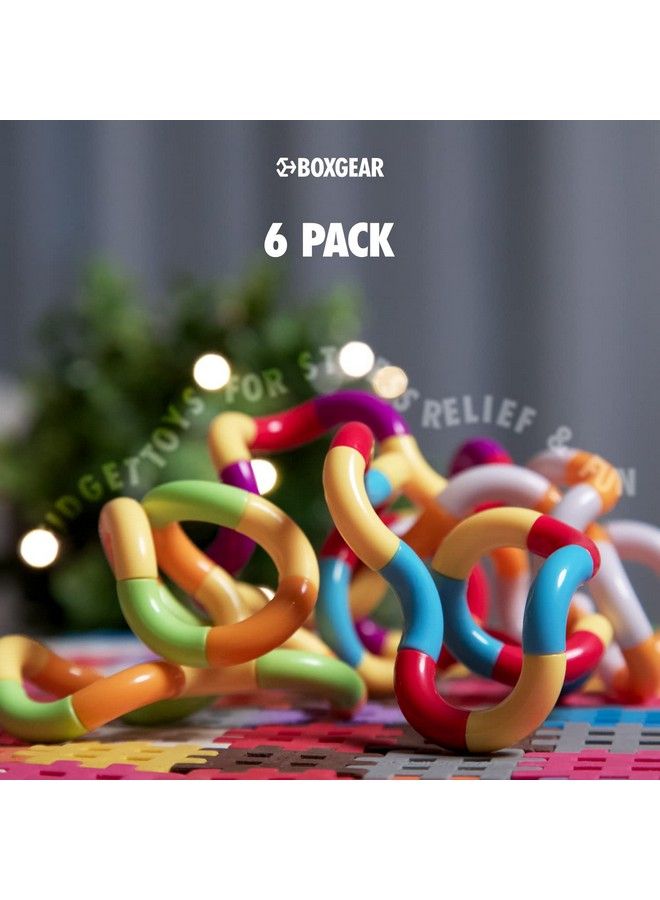 6Pc Multicolored Fidget Toys For Kids, Boys, Girls, Adults Best Sensory Items For Autism, Relaxation, Stress, Decompression Squeeze, Twist, Chain Spinner Alternative Gift