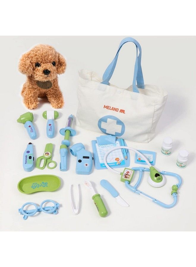 Toy Doctor Kit For Kids Pretend Play Doctor Set With Dog Toy, Carrying Bag, Electronic Stethoscope & Dress Up Costume Doctor Play Gift For Kids Toddlers Ages 3 4 5 6 Year Old For Role Play