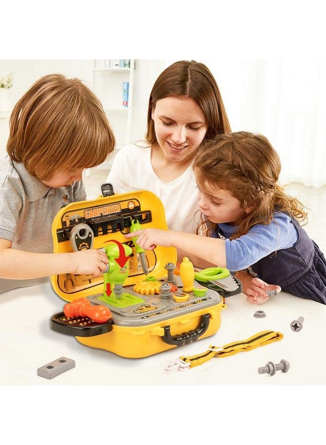 Kids Tool Sets For Boys Age 24 Childs Carpenter Preschool Fixing Tool Kit With Yellow Box, Toys For 2 Year Old Boy