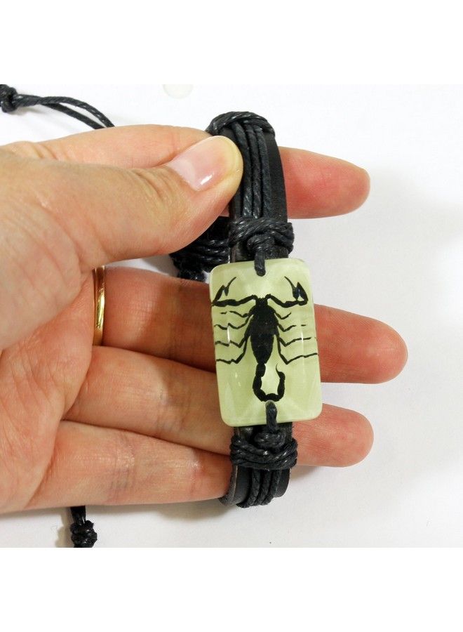 Black Scorpion Bracelet, Glow In The Dark, Leather (Nbl212)