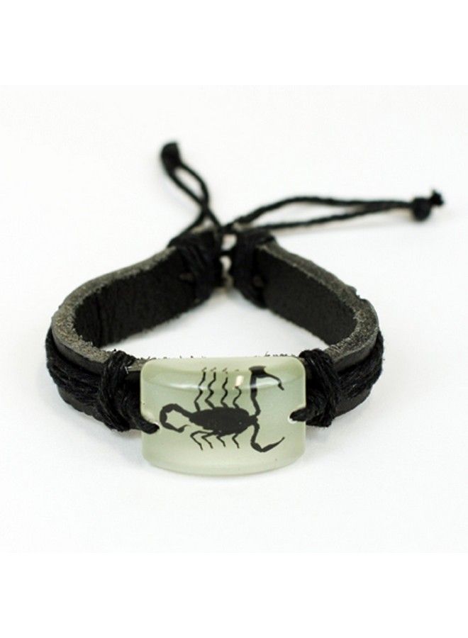 Black Scorpion Bracelet, Glow In The Dark, Leather (Nbl212)