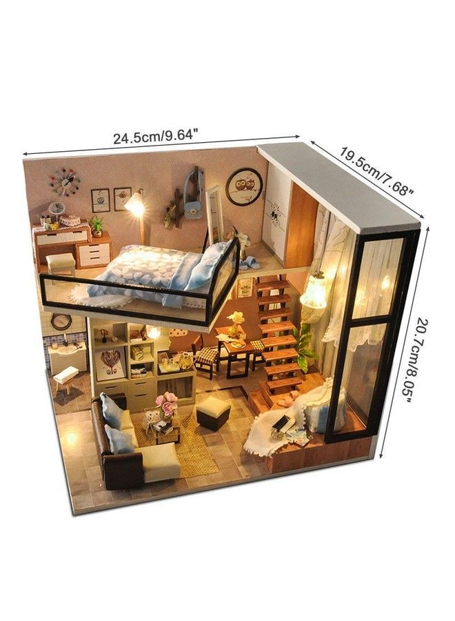 Diy Dollhouse Kit With Dust Proof Cover 1:24 Scale Wooden Diy Miniature Dollhouse Kit Toy Gift