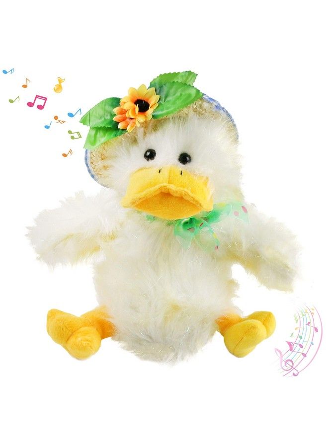 Duck Stuffed Animal Electronic Music Animated Barn Plush Toy Singing”You Are My Sunshine” Interactive Dancing Puppet In Straw Hat Xmas Gift For Girls Toddlers Easter Holiday Birthday12