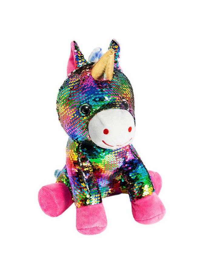 Sequins Unicorn Stuffed Animal Toy Reversible Rainbow Sequins Unicorn Gift For Kids 12 Inches