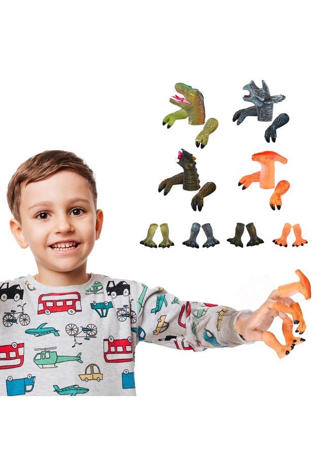 Dinosaur Finger Puppets (4 Unique Sets) Great For Kids Party Favors, Treasure Box Prizes, Goodie Bag Fillers, Family Fun