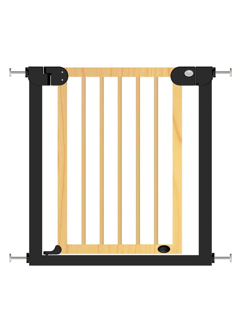 Wooden Safety Gate With T 7Cm Black Extension - Natural Wood