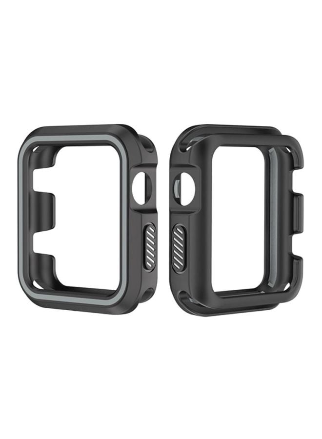 Rugged Armor Bumper Protective Case Cover For Apple Watch Series 1/2/3 42mm Black/Grey