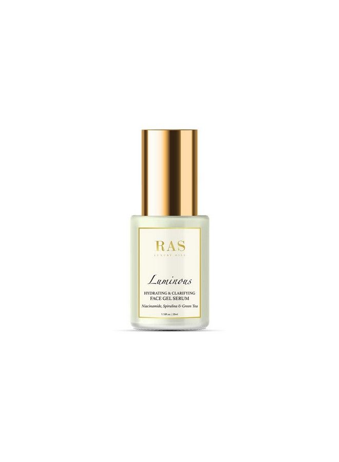 Luminous Hydrating & Skin Clearing Face Gel Serum With Green Tea Niacinamide & Hyaluronic Acid Reduces Acne Dark Spot Pigmentation| For Oily Skin; Vegan Paraben Free 35Ml