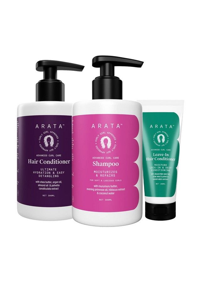 Advanced Curl Care Curly Hair Combo ; With Shampoo (300 Ml) Rinseout Conditioner (300 Ml) & Leavein Conditioner (100 Ml) ; Hibiscus Extract Coconut Water & Shea Butter ; Conditions Curls