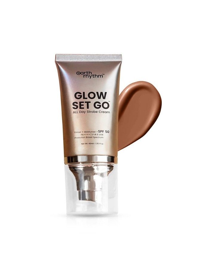 Glow Set Go Multipurpose Strobe Cream Spf 50 Pa++++ ; Used As Moisturizer Primer Highlighter ; Cocoa Butter Vitamin E Willow Bark Extract Bronze Age 40Ml