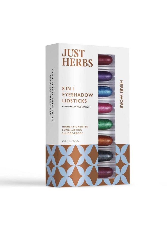 8 In 1 Herbal Metallicshimmer Finish Long Lasting & Ultra Smooth Eye Shadow Lidsticks With Kumkumadi 12Gm (Herbi Wore)