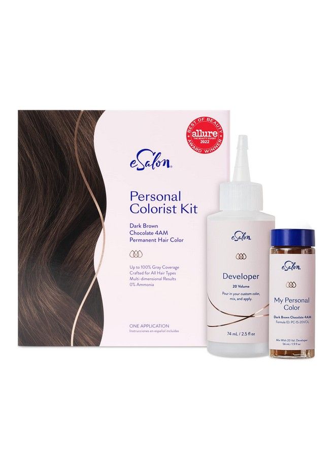 Permanent Hair Color & Hair Dye Complete Kit Dark Brown Chocolate Personal Colorist Kit For Up To 100% Gray Coverage For All Hair Types Professionalgrade Ammoniafree Hair Dye