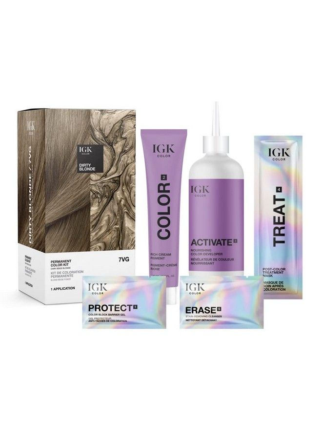 Permanent Color Kit Dirty Blonde Dark Beige Blonde 7Vg | Easy Application + Strengthen + Shine | Vegan + Cruelty Free + Ammonia Free | 4.75 Oz