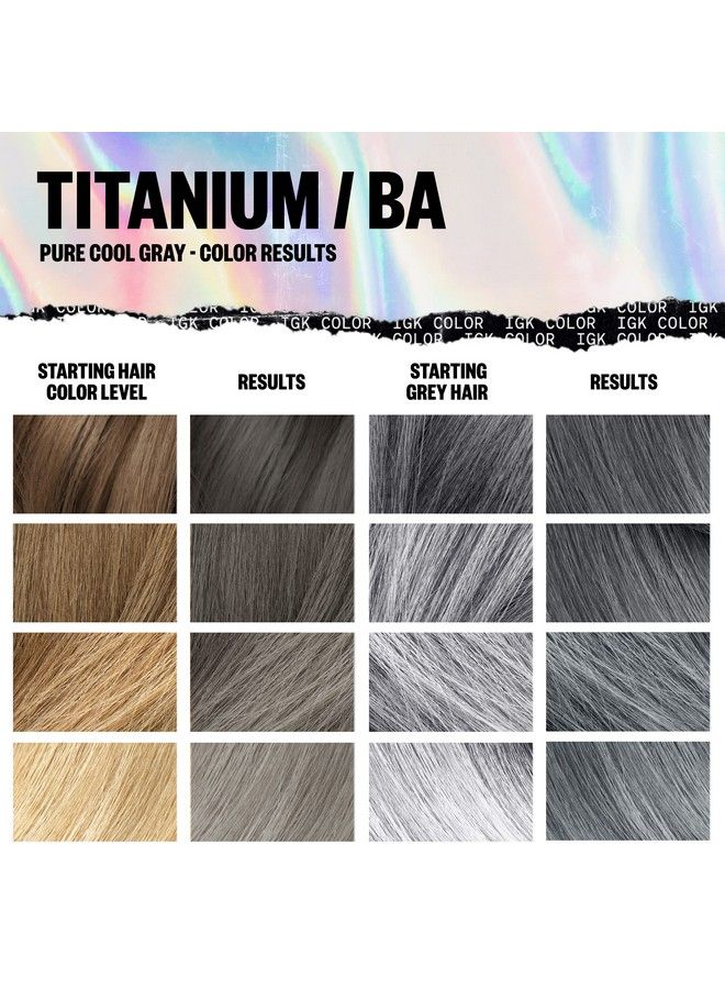 Permanent Color Kit Titanium Pure Cool Gray Ba | Easy Application + Strengthen + Shine | Vegan + Cruelty Free + Ammonia Free | 4.75 Oz