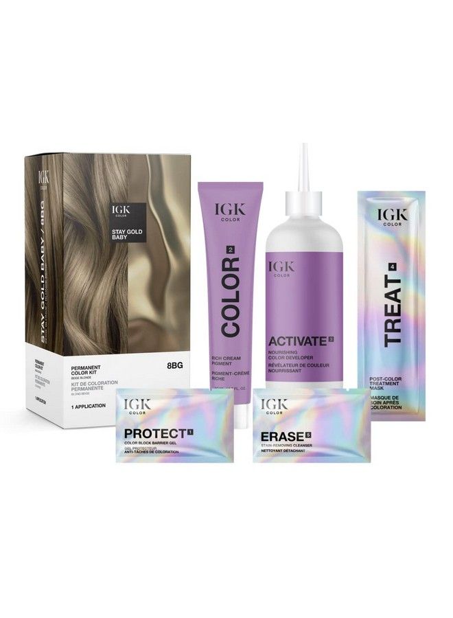 Permanent Color Kit Stay Gold Baby Beige Blonde 8Bg | Easy Application + Strengthen + Shine | Vegan + Cruelty Free + Ammonia Free | 4.75 Oz