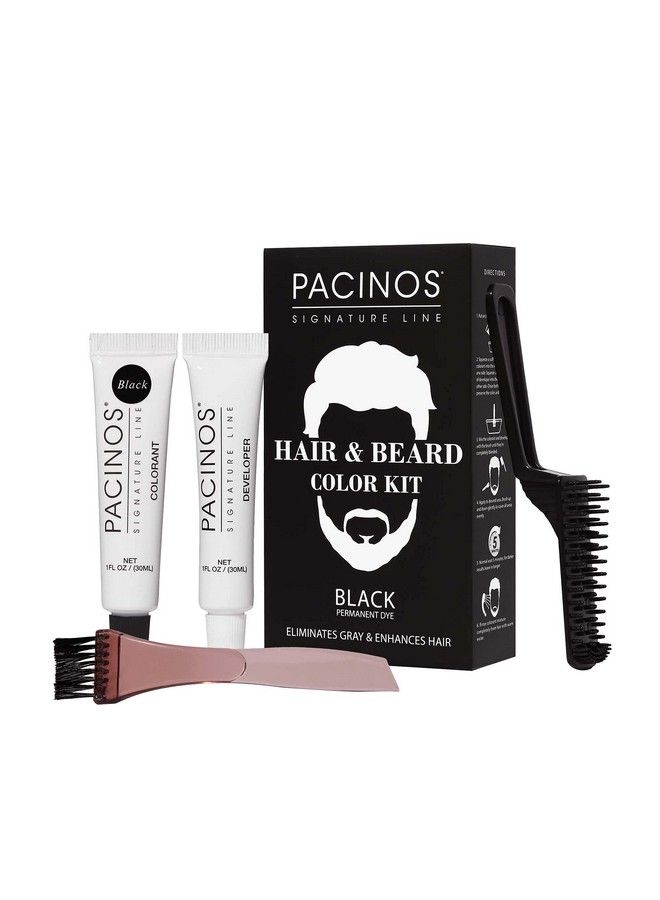 Hair & Beard Color Kit (Black) Hair Color For Men Eliminates Grays In 5 Minutes Easy To Apply Brushin Formula Enhances Appearance Of Hair For Moustache & Beard