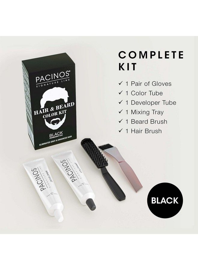 Hair & Beard Color Kit (Black) Hair Color For Men Eliminates Grays In 5 Minutes Easy To Apply Brushin Formula Enhances Appearance Of Hair For Moustache & Beard