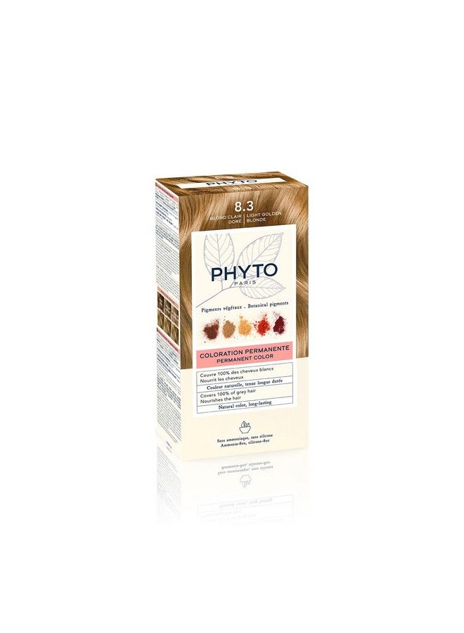 Phyto Phytocolor Permanent Hair Color 8.3 Light Golden Blonde With Botanical Pigments 100% Grey Hair Coverage Ammoniafree Ppdfree Resorcinfree 0.42 Oz.