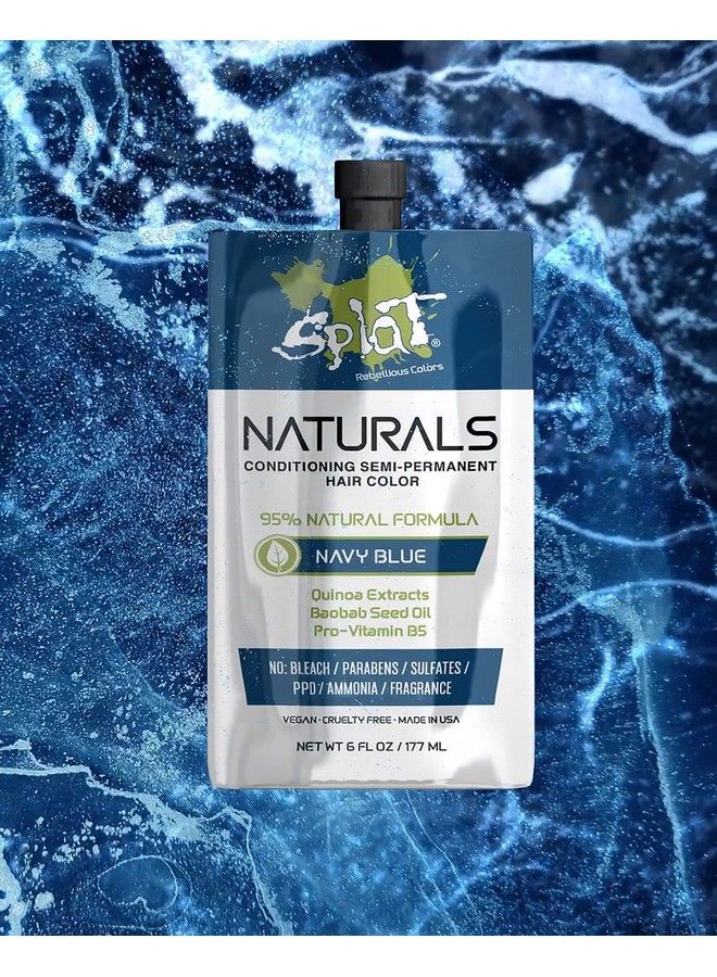 Naturals Semipermanent Navy Blue Hair Dye : 100% Vegan Crueltyfree No Bleach Required Free Of Ammonia Ppd Parabens & Sulfates 6 Oz