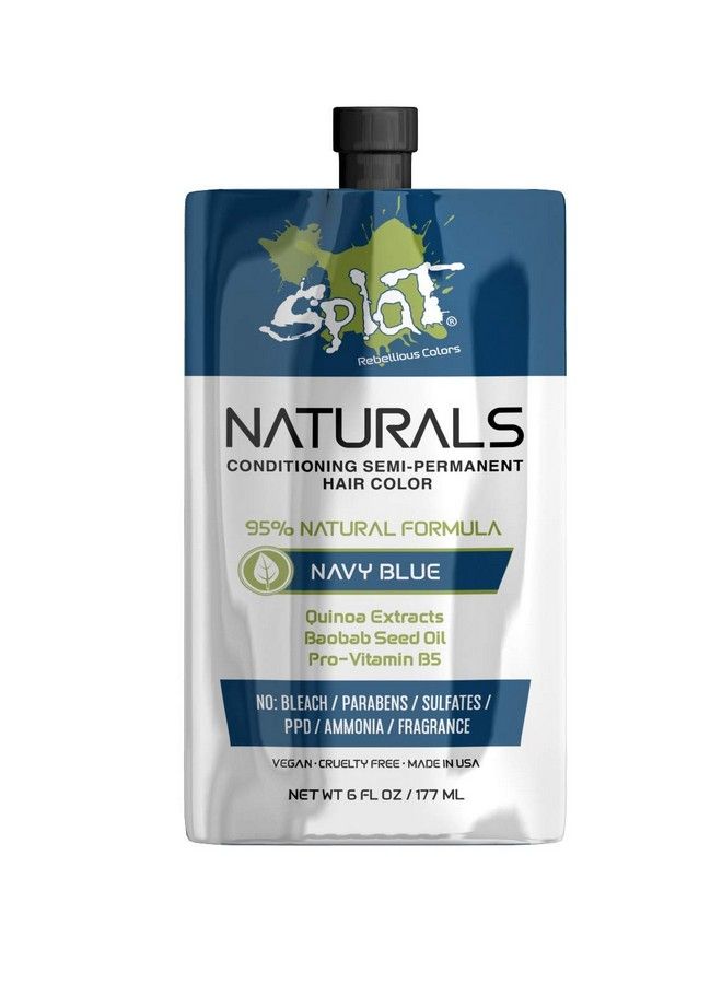 Naturals Semipermanent Navy Blue Hair Dye : 100% Vegan Crueltyfree No Bleach Required Free Of Ammonia Ppd Parabens & Sulfates 6 Oz