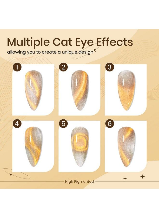 Silver And Gold Smoothie Cat Magnetic Nail Gel Polish Wide Cat Eye Gel Nail Polish 9D Cateye Gel With Magnet Stick Manicure Nail Salon Manicure And Nail Art Diy At Home 10Ml(0.33Fl Oz)